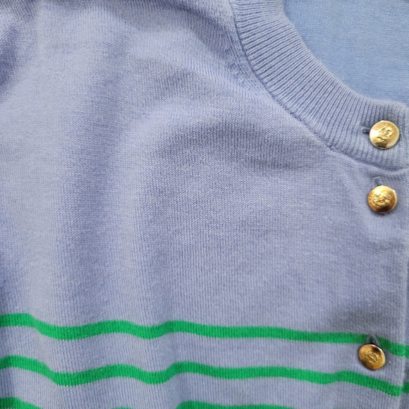 J. Crew Button Front Cardigan in Blue & Green Stripes Women's Size S - Picture 4 of 6